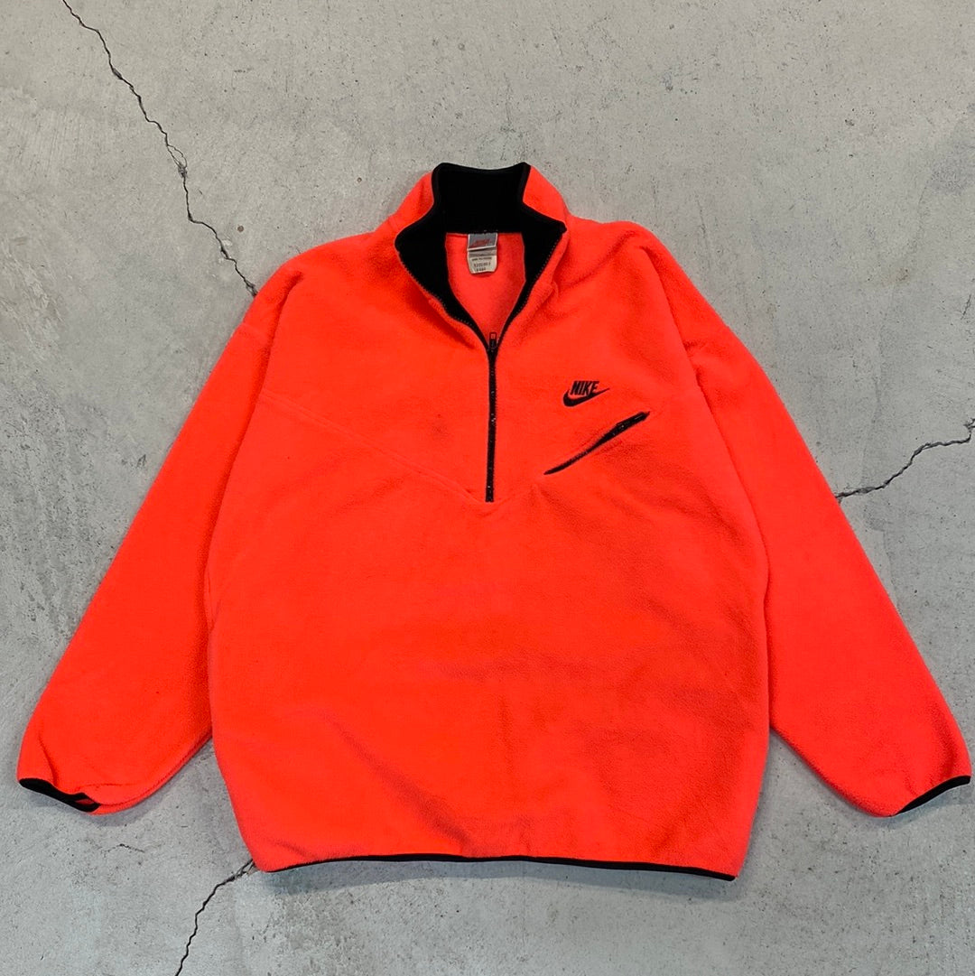1980s neon pink nike fleece quarter zip