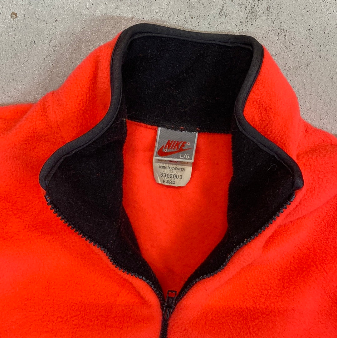 1980s neon pink nike fleece quarter zip