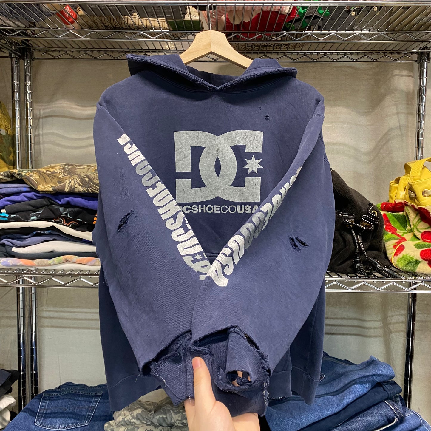 Early 2000s THRASHED DC skate hoodie