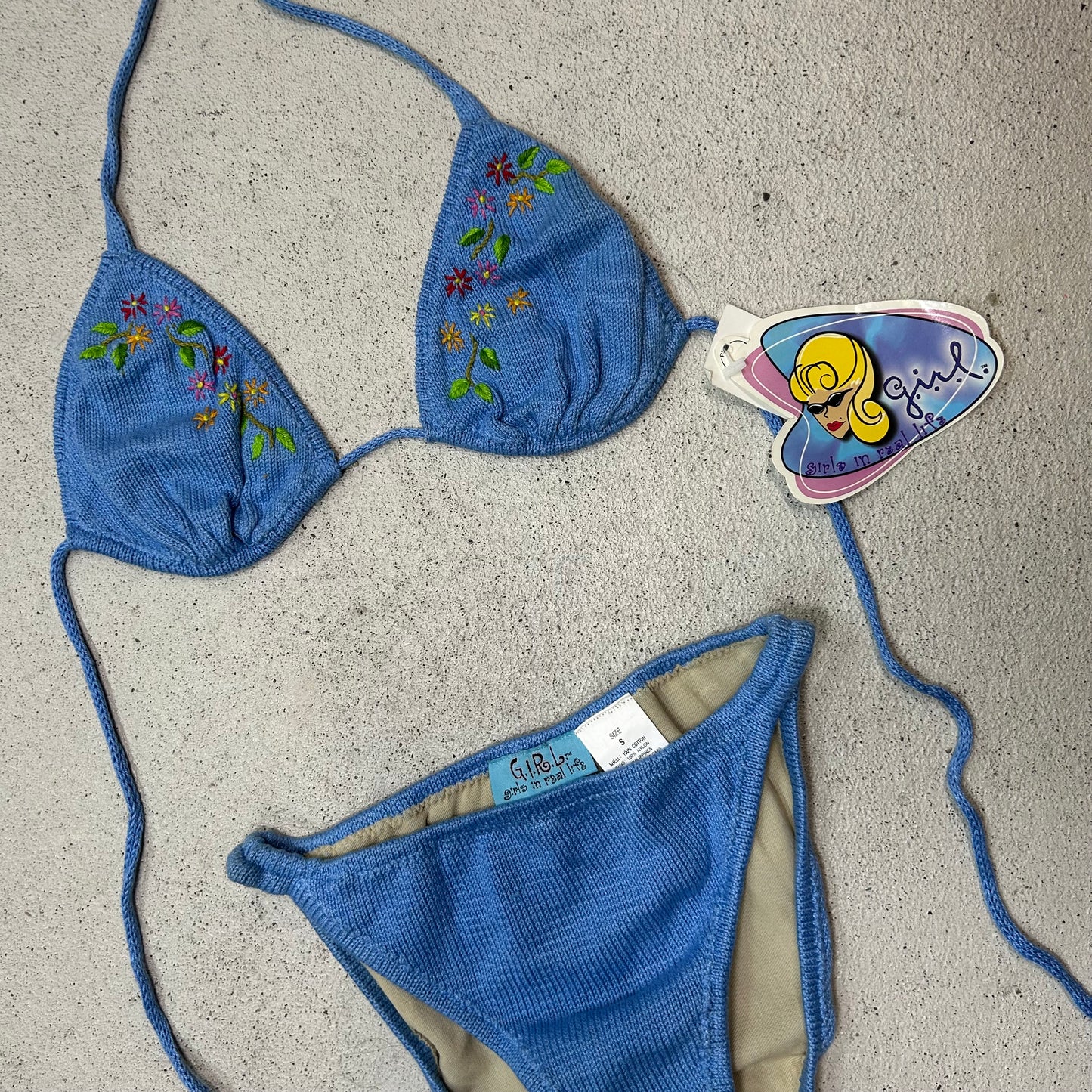 Deadstock 90s crotchet embroidered bikini