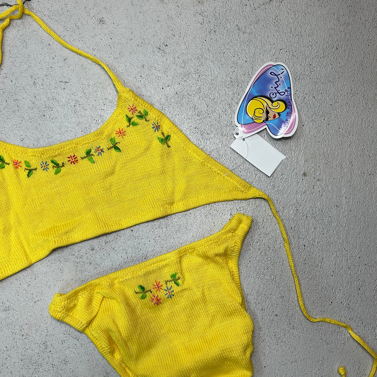 Deadstock 90s crotchet embroidered halter bikini