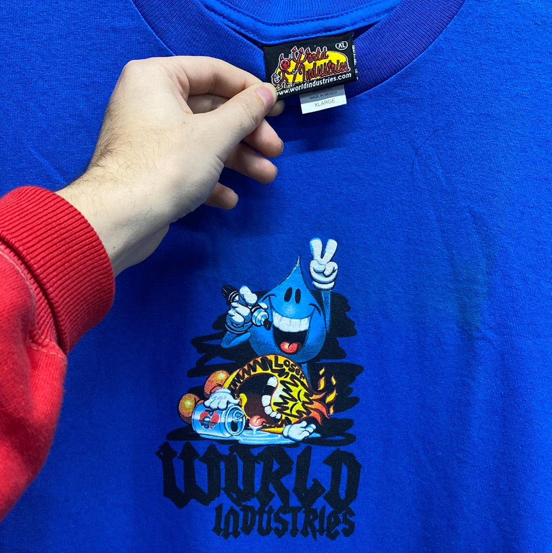 Vintage world industries flame boy and wet willy skate tee