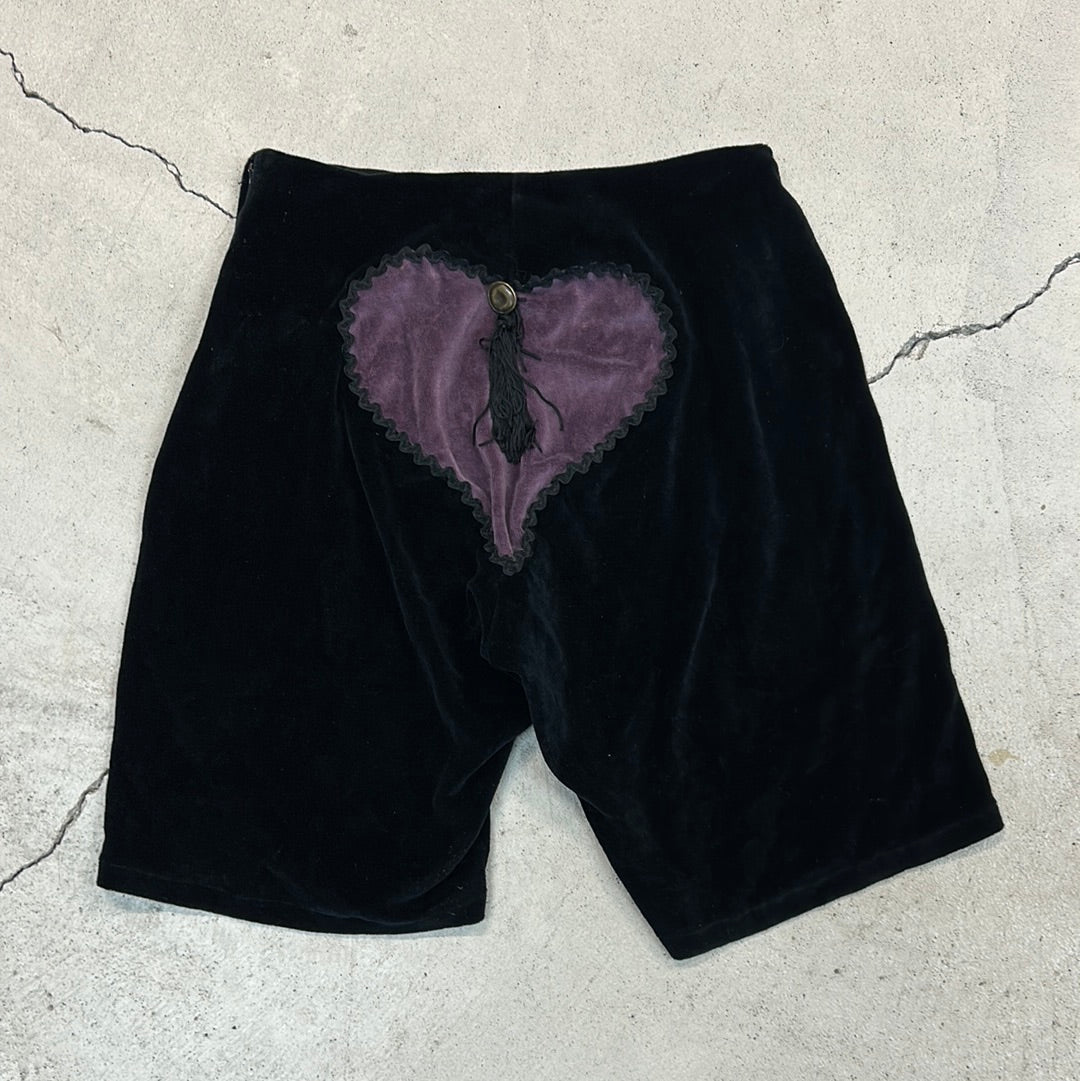 Deadstock late 1980s/90s velvet heart bum shorts