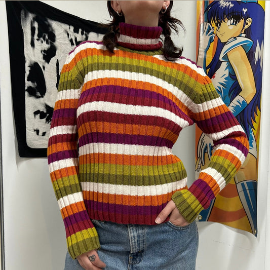 90s striped turtle neck