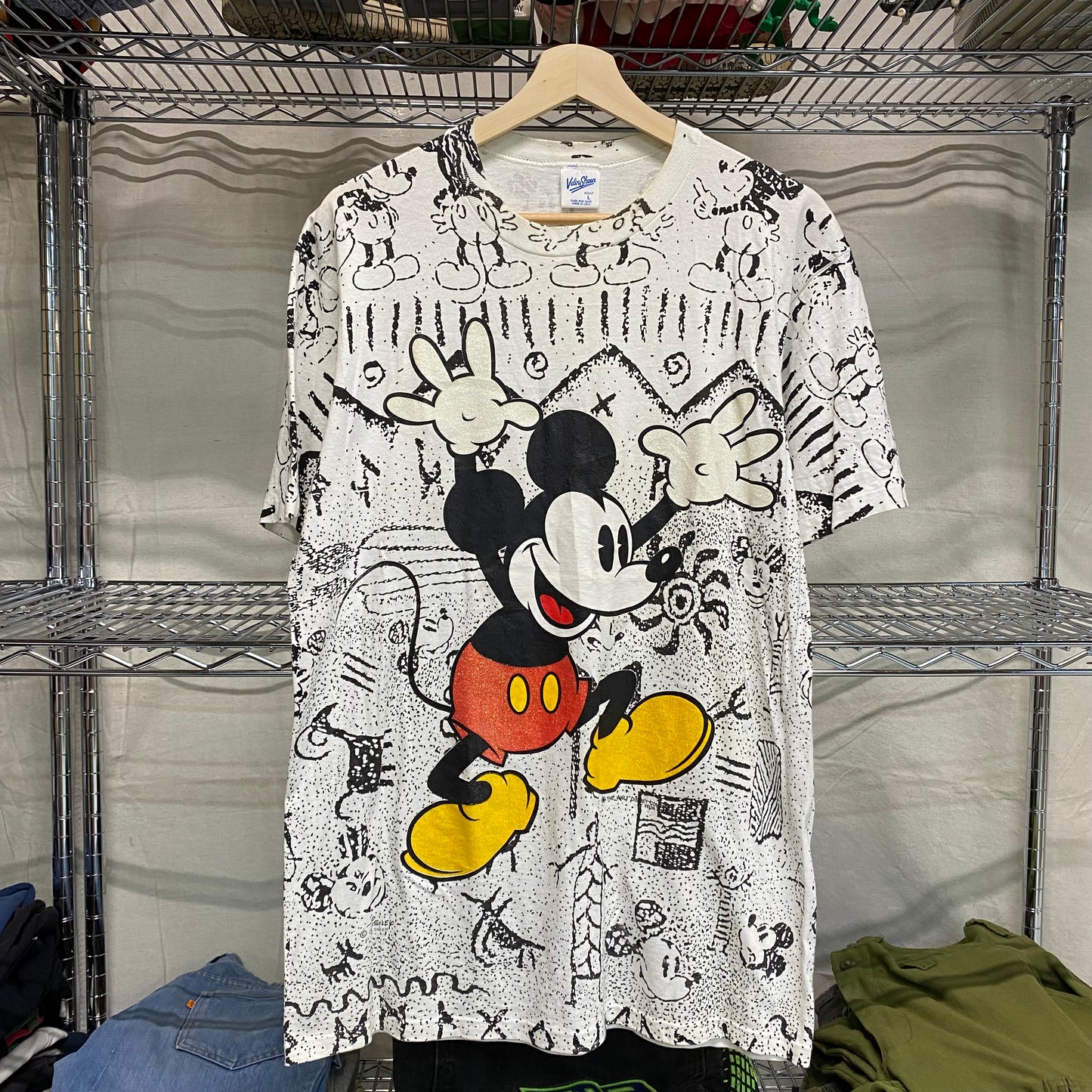 1990s mickey mouse all over print tee