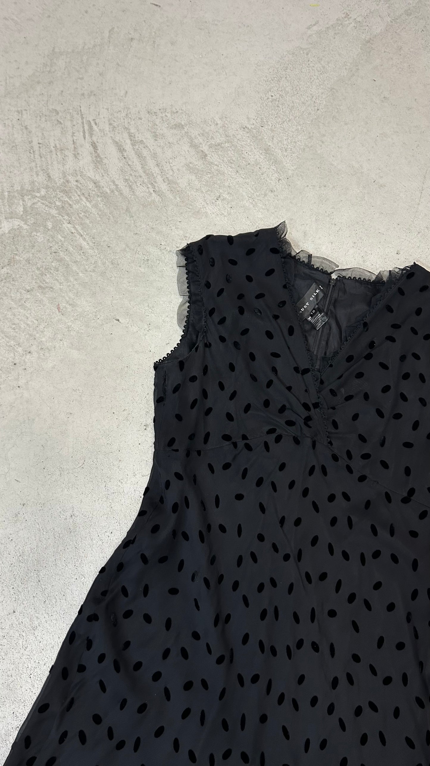 90s silk velvet polka dot dress