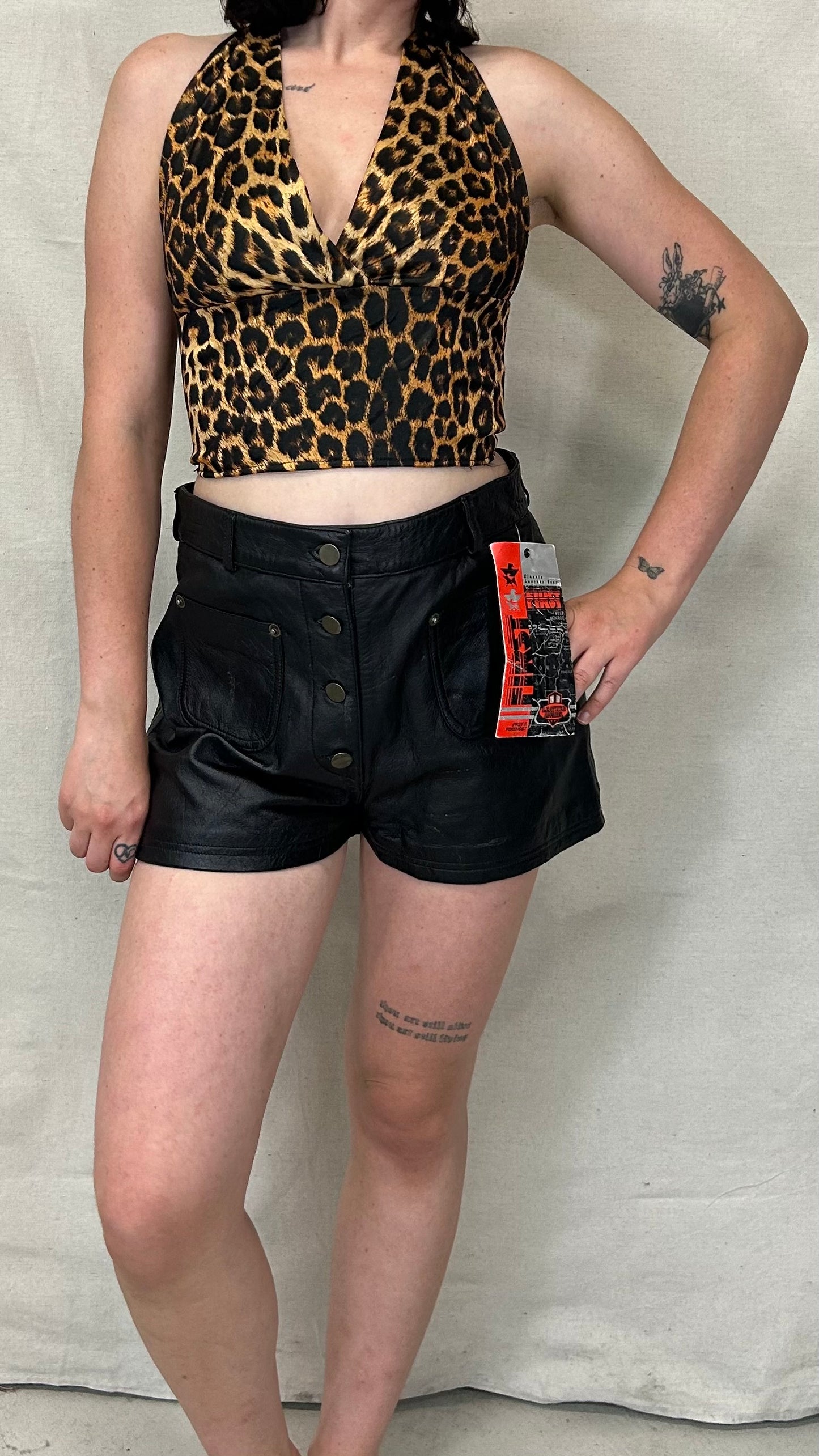 Deadstock 1980s leather hot pants