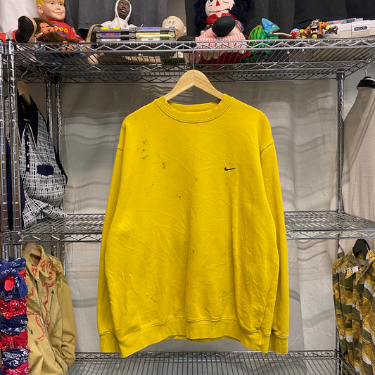 Vintage thrashed early 2000s nike swoosh sweatshirt yellow