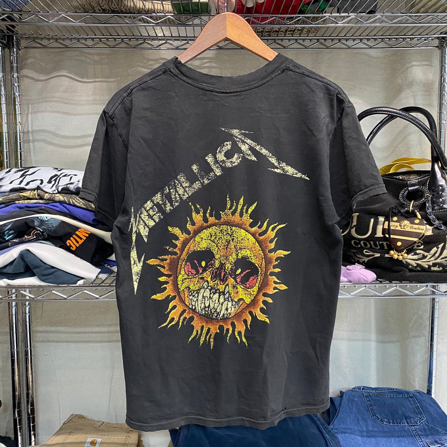 Late 90s Metallica flaming skull band tshirt THRASHED