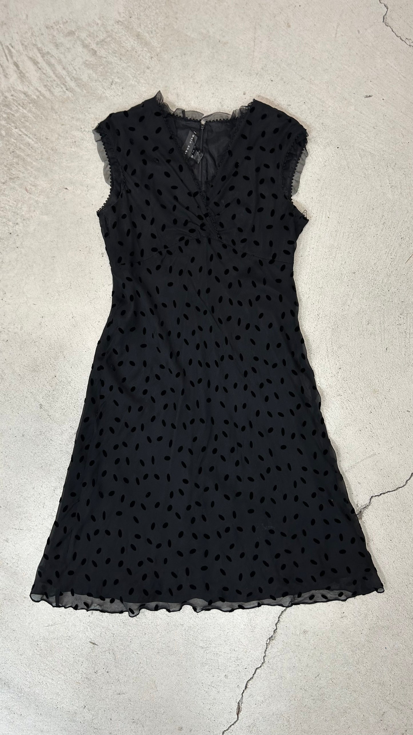 90s silk velvet polka dot dress