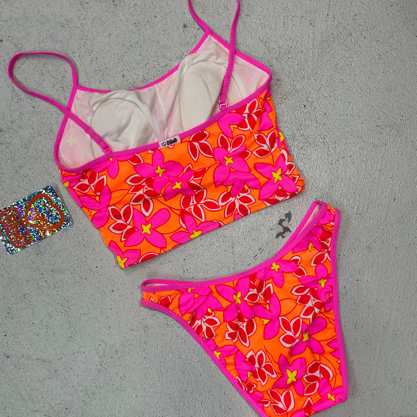 Deadstock 90s neon floral tankini