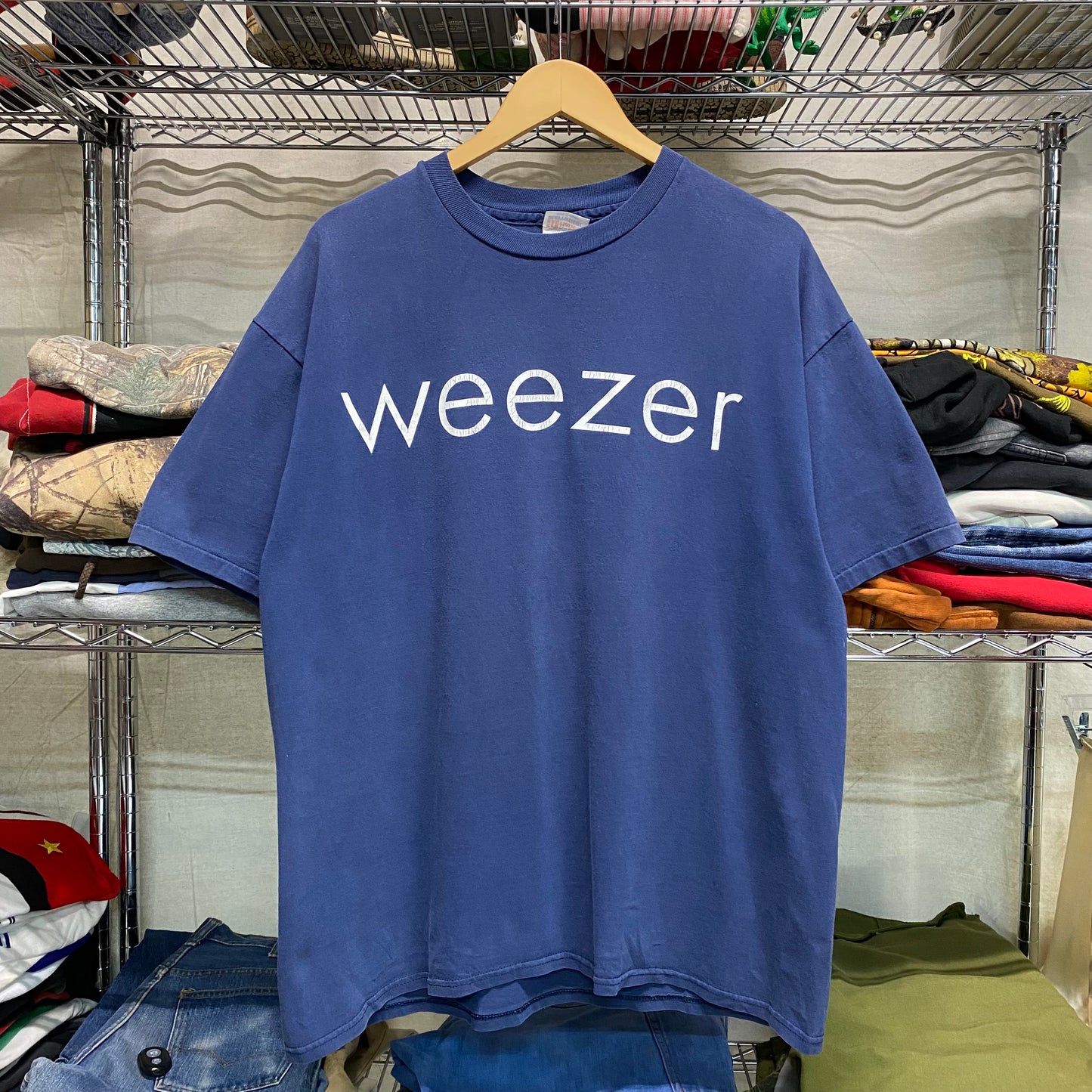 1994 weezer blue album “rock music” tee