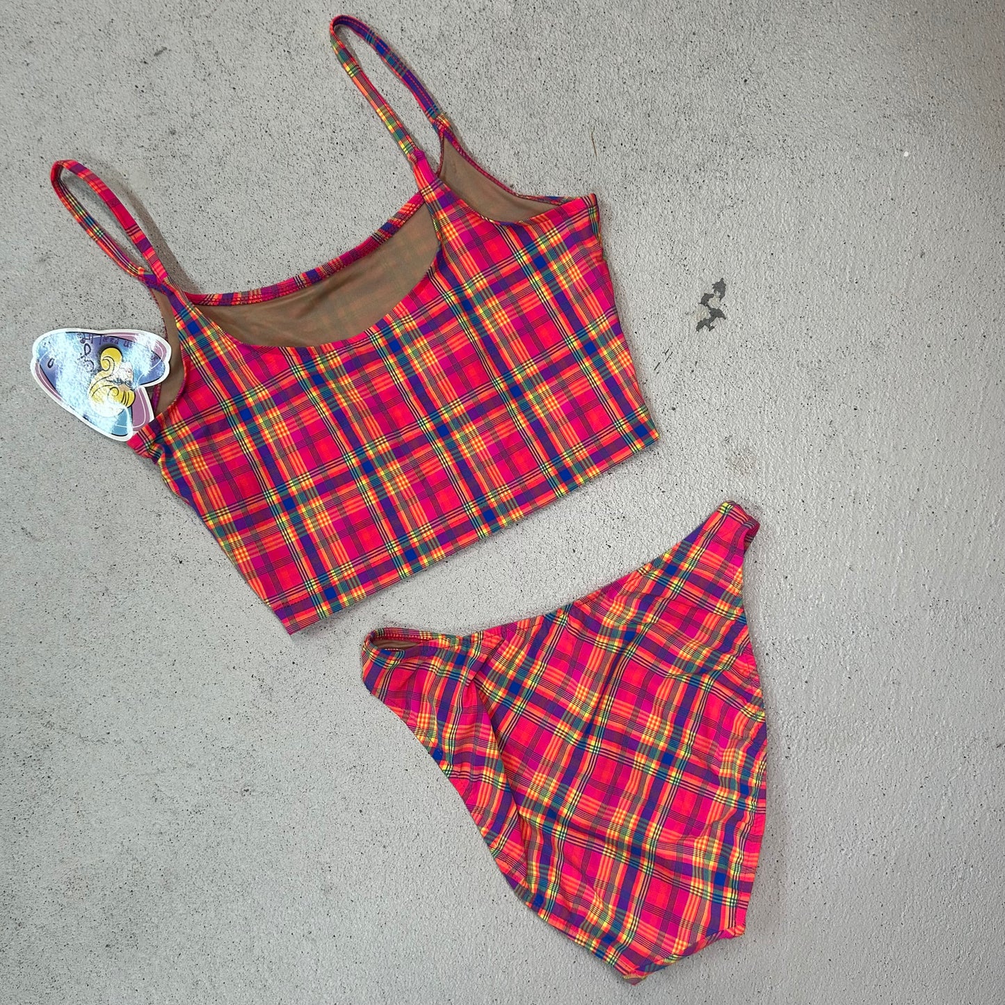 Deadstock 90s plaid multicolor tankini