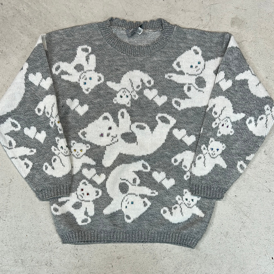 1980s bear printed knit