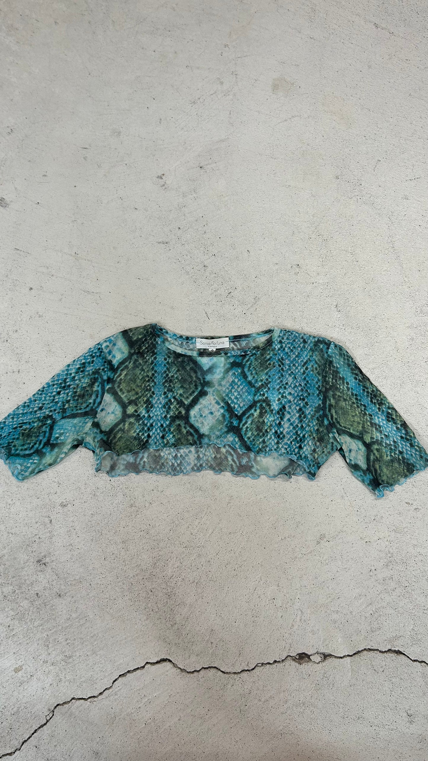 90s snakeskin mesh shrug top