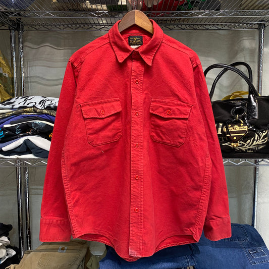 1970s cherry red chamois cloth button up