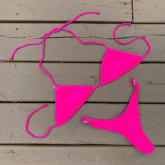 Deadstock 1980s fuscia thong bikini