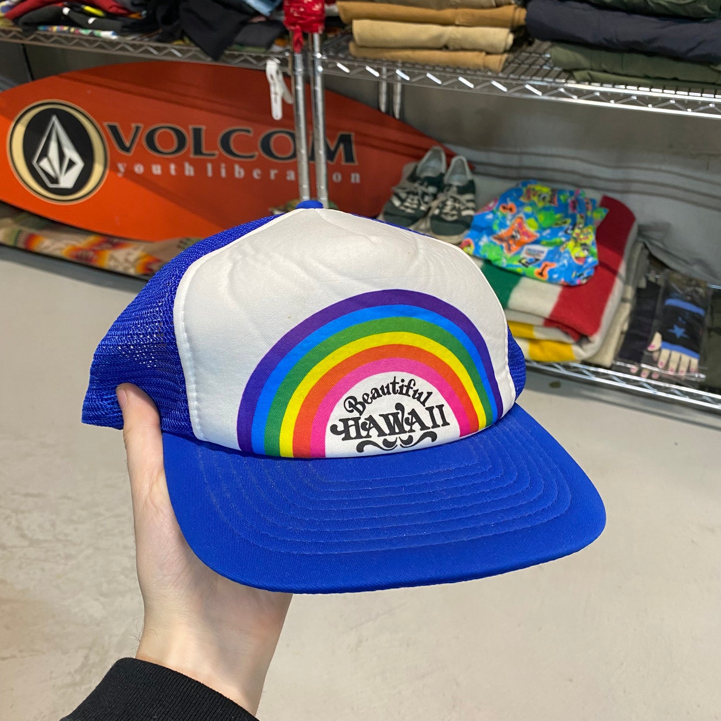 1980s Hawaii rainbow trucker hat