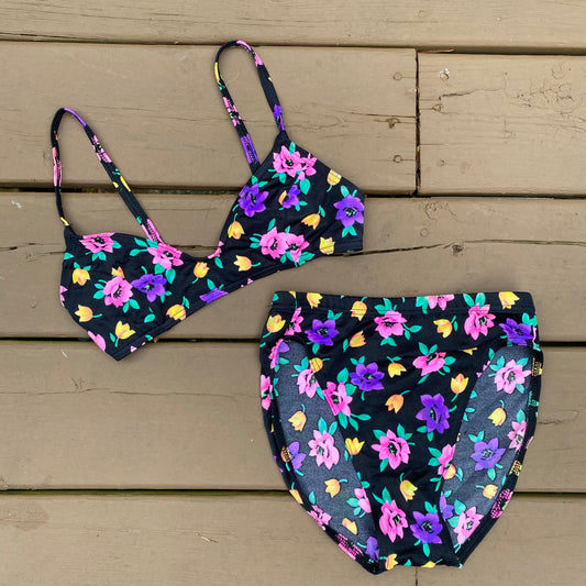 Deadstock early 1990s floral full coverage bikini