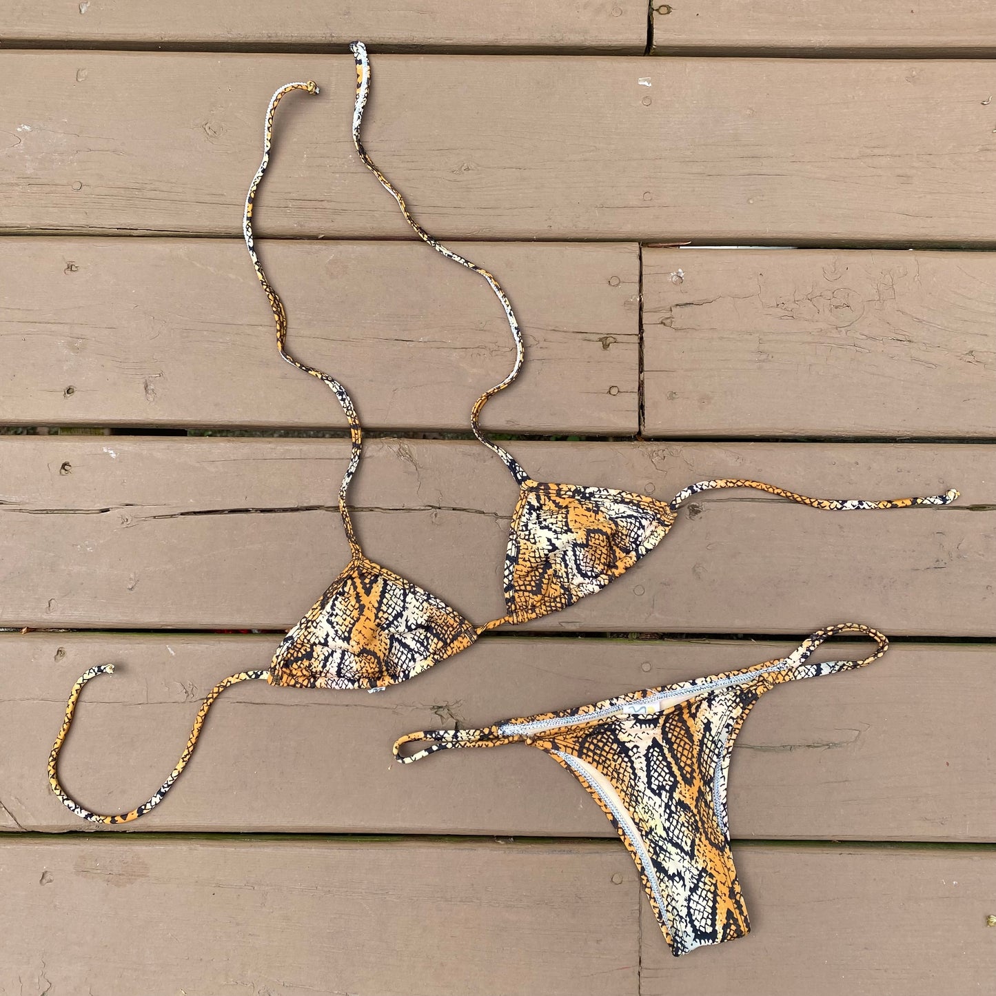 Deadstock 1980s snakeskin cheeky bikini