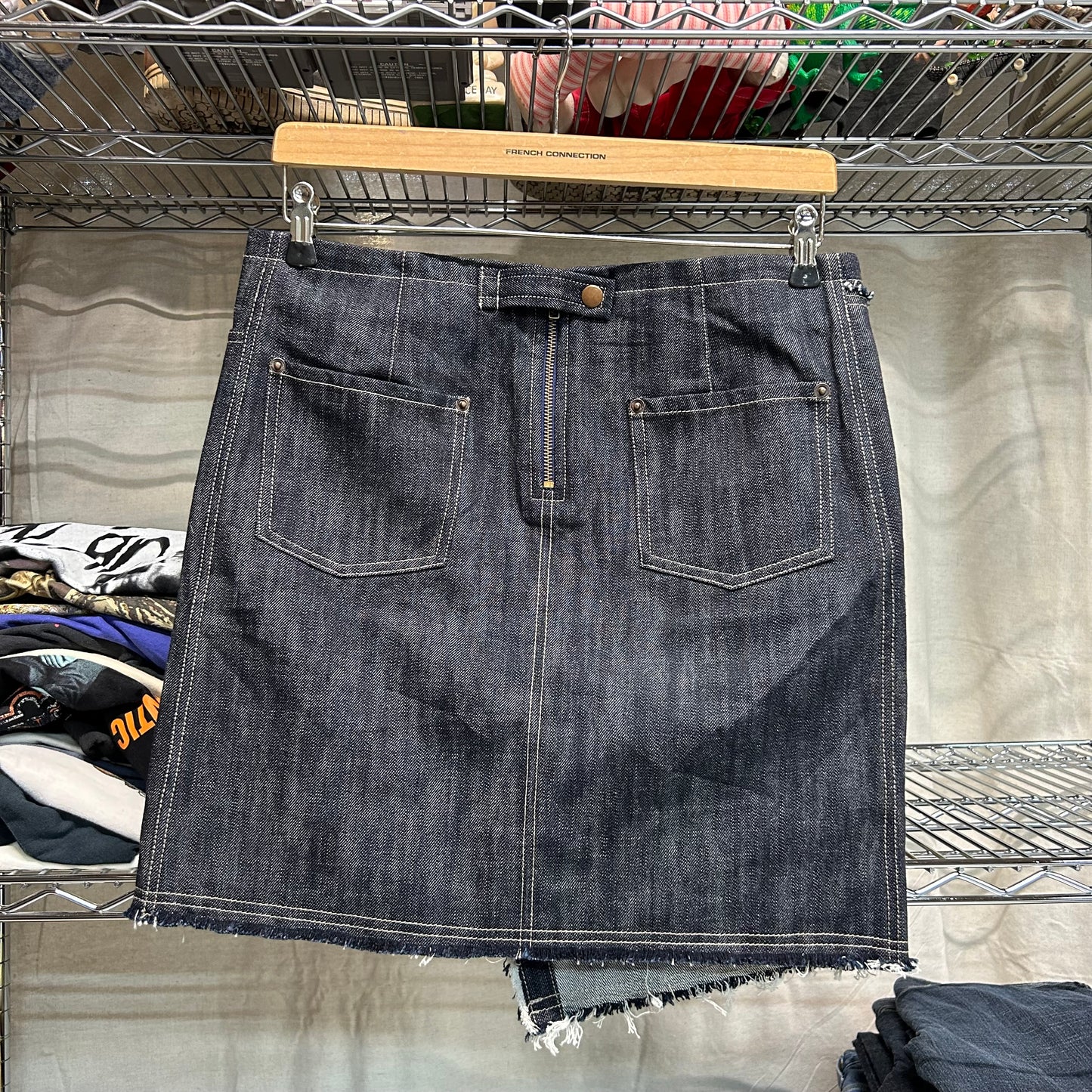 Early 2000s asymmetrical button up denim skirt