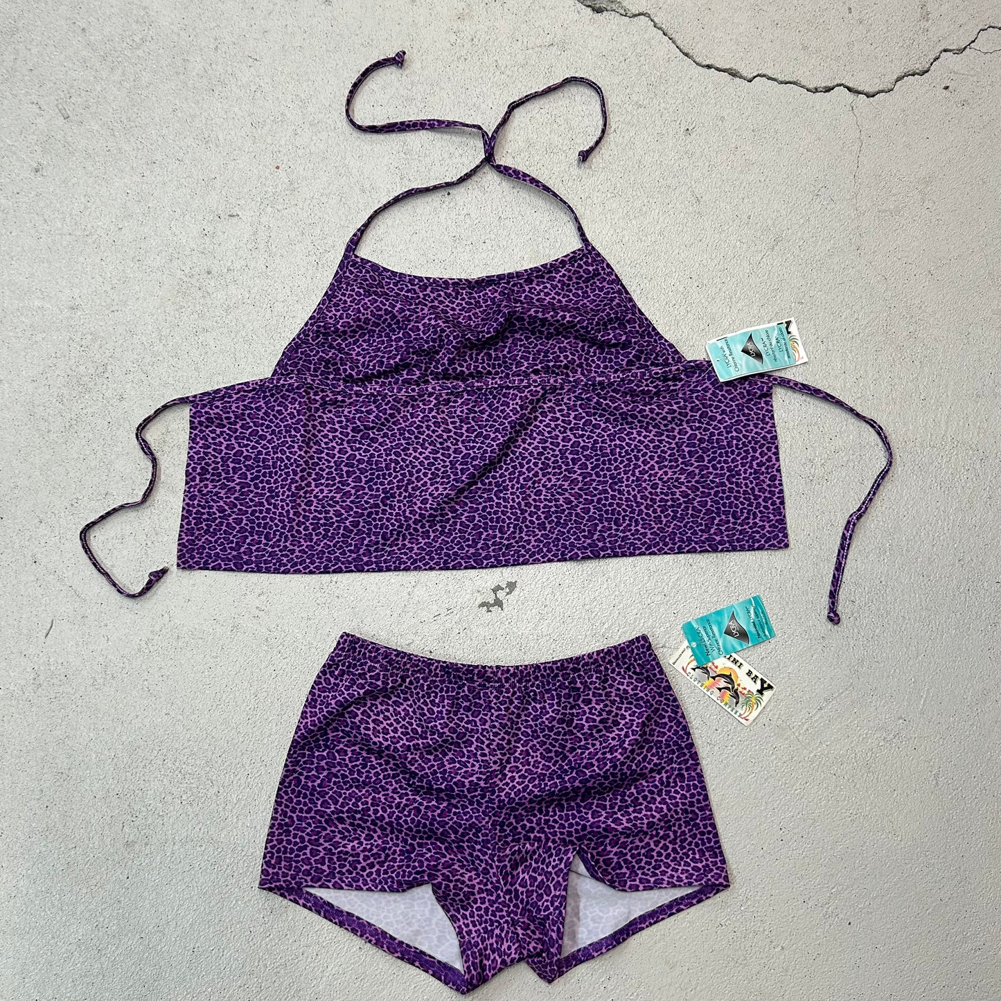 Deadstock 90s purple cheetah print bathing suit