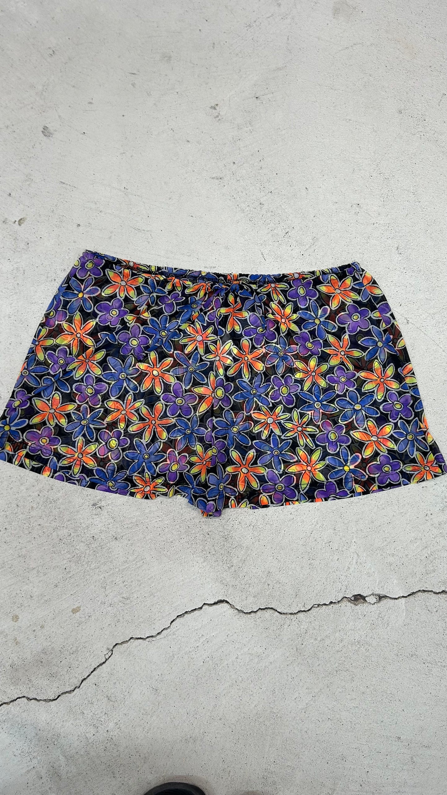 90s mesh floral beach shorts