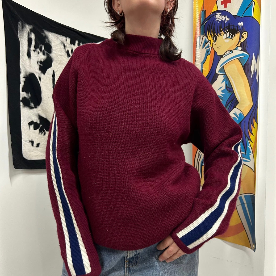 1970s athletic knit sweater