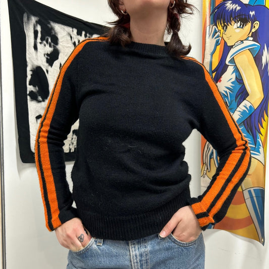 1970s black/orange striped knit