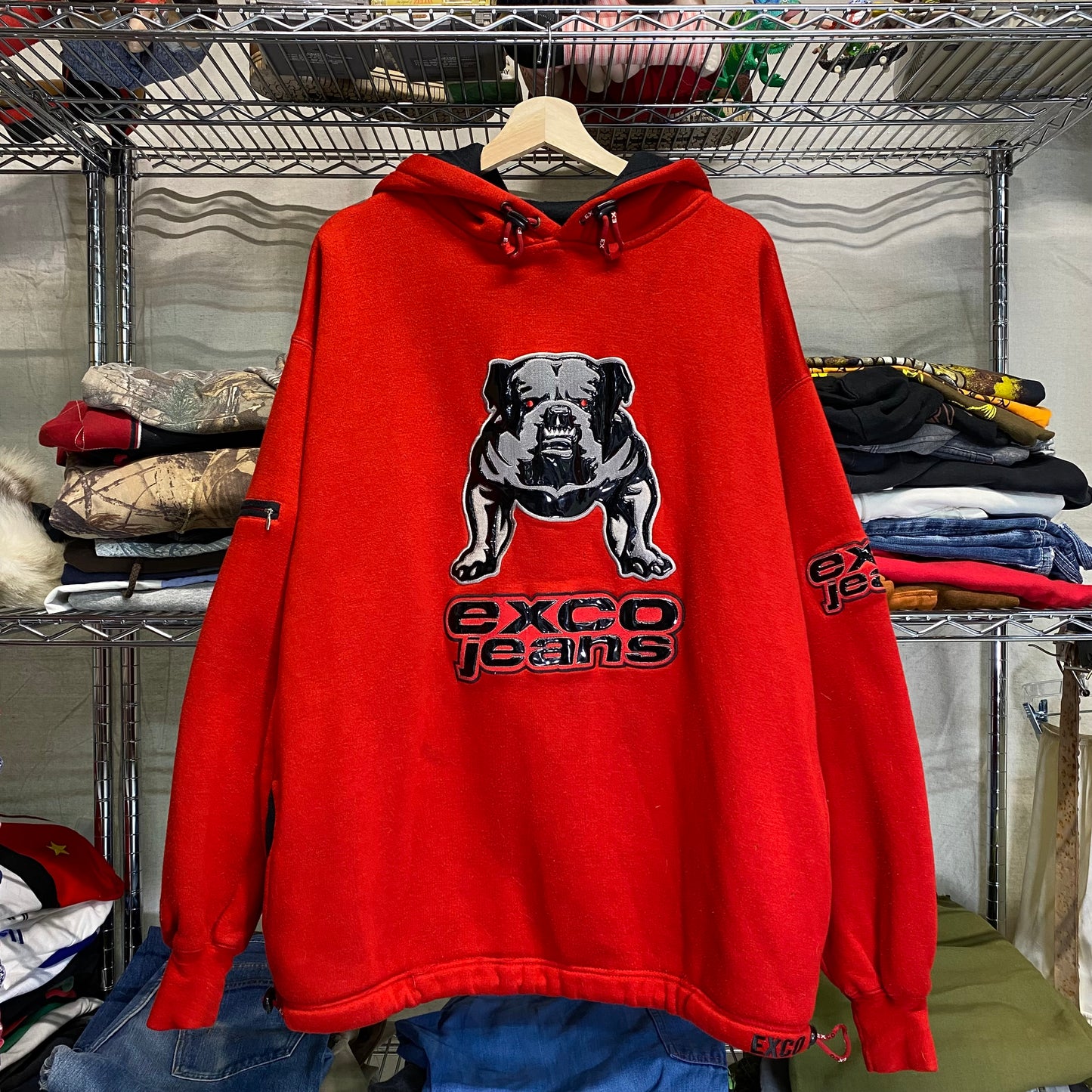 Early 2000s exco jeans rubber print hoodie