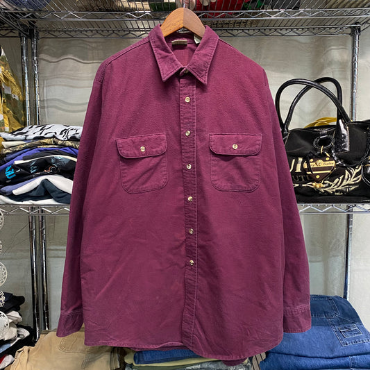 1990s burgundy chamois cloth button up shirt