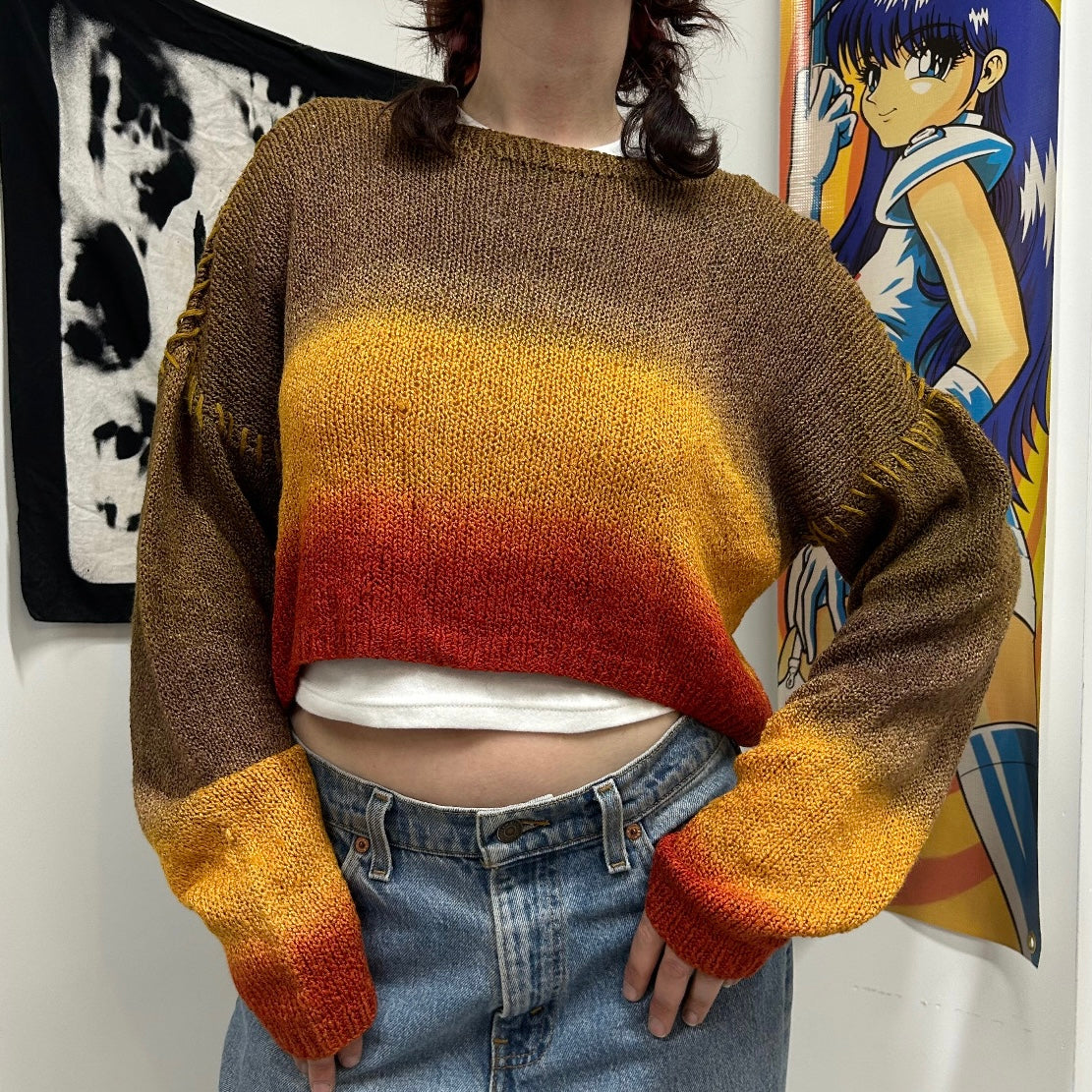 1980s cropped fit ombre knit