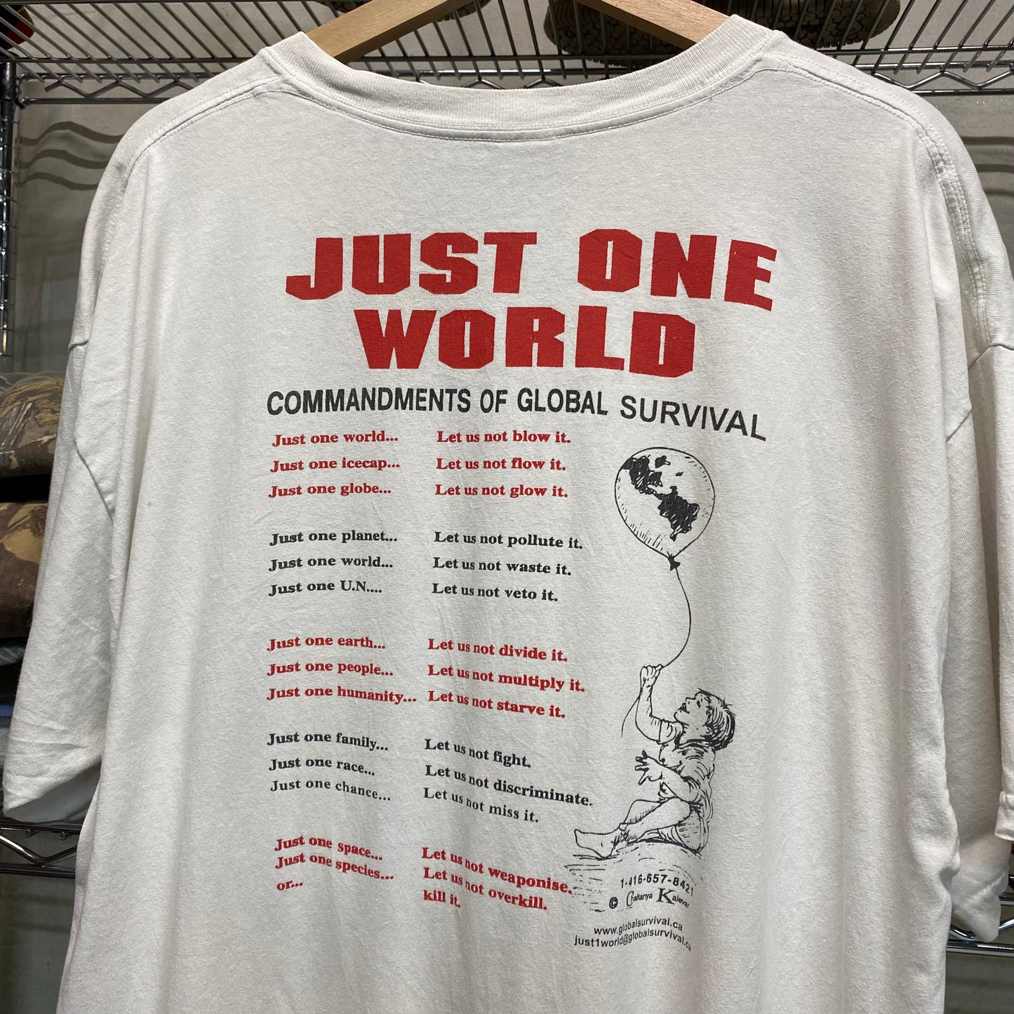 Early 2000s one world global survival tee