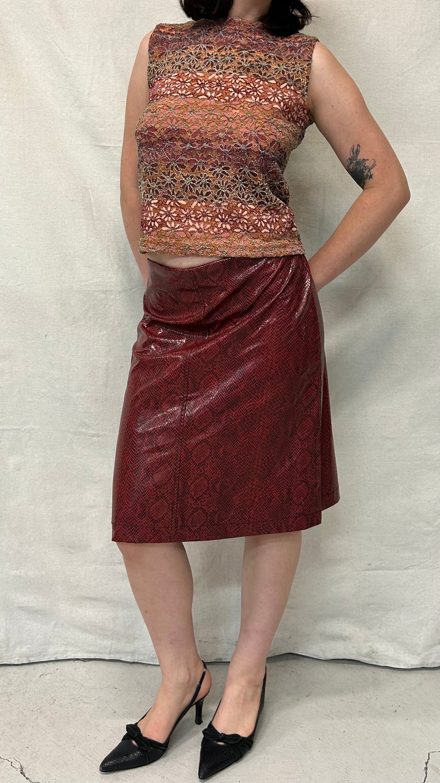 90s faux snakeskin skirt