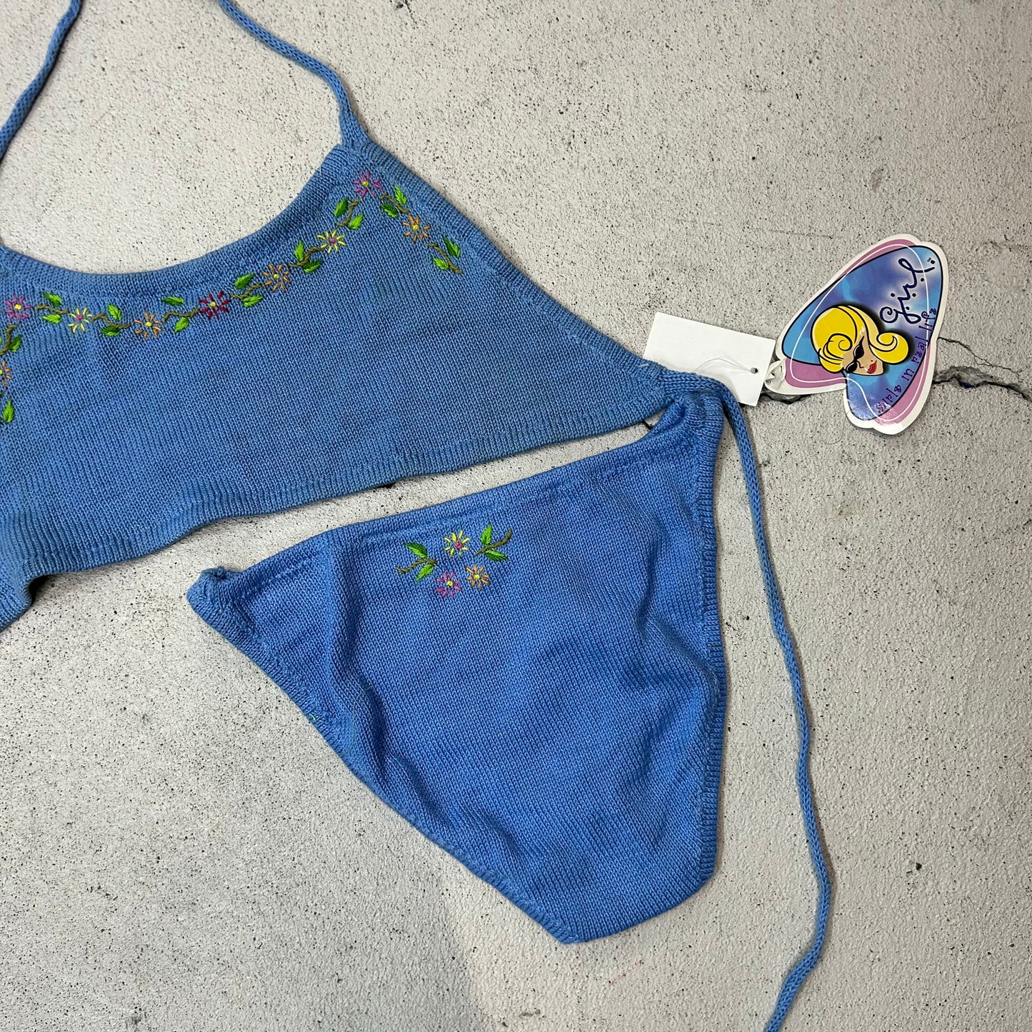 Deadstock 90s crotchet embroidered bikini