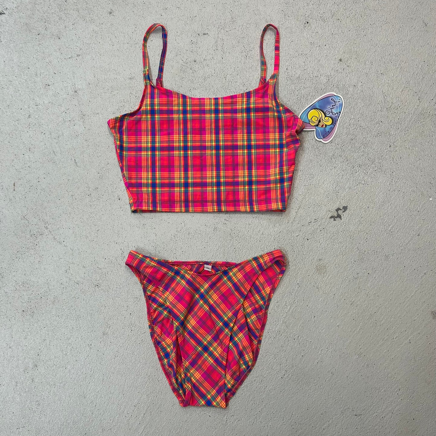 Deadstock 90s plaid multicolor tankini