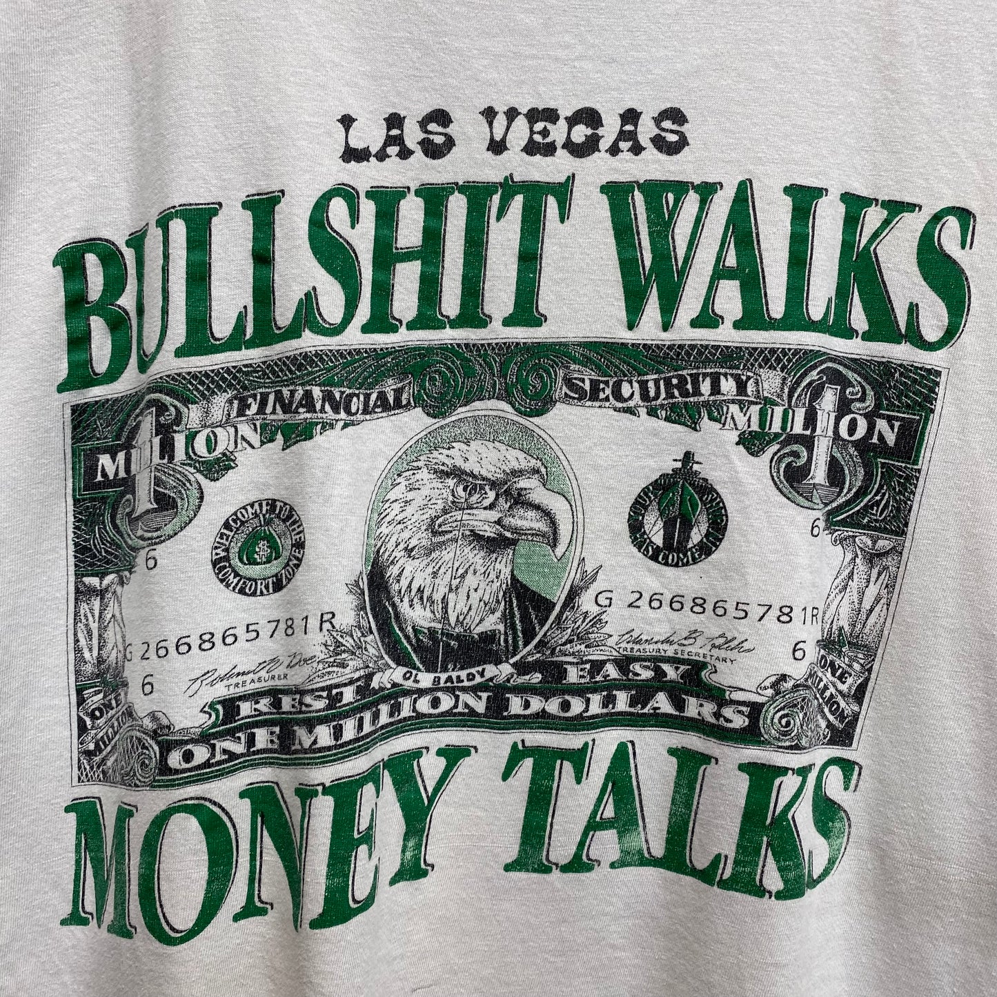 1990s las vegas bullshit walks money talks gambling tee