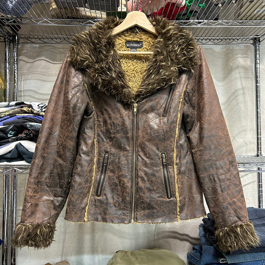 Late 90s le chateau faux fur trim jacket