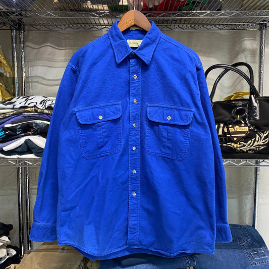 1990s blue chamois cloth button up shirt