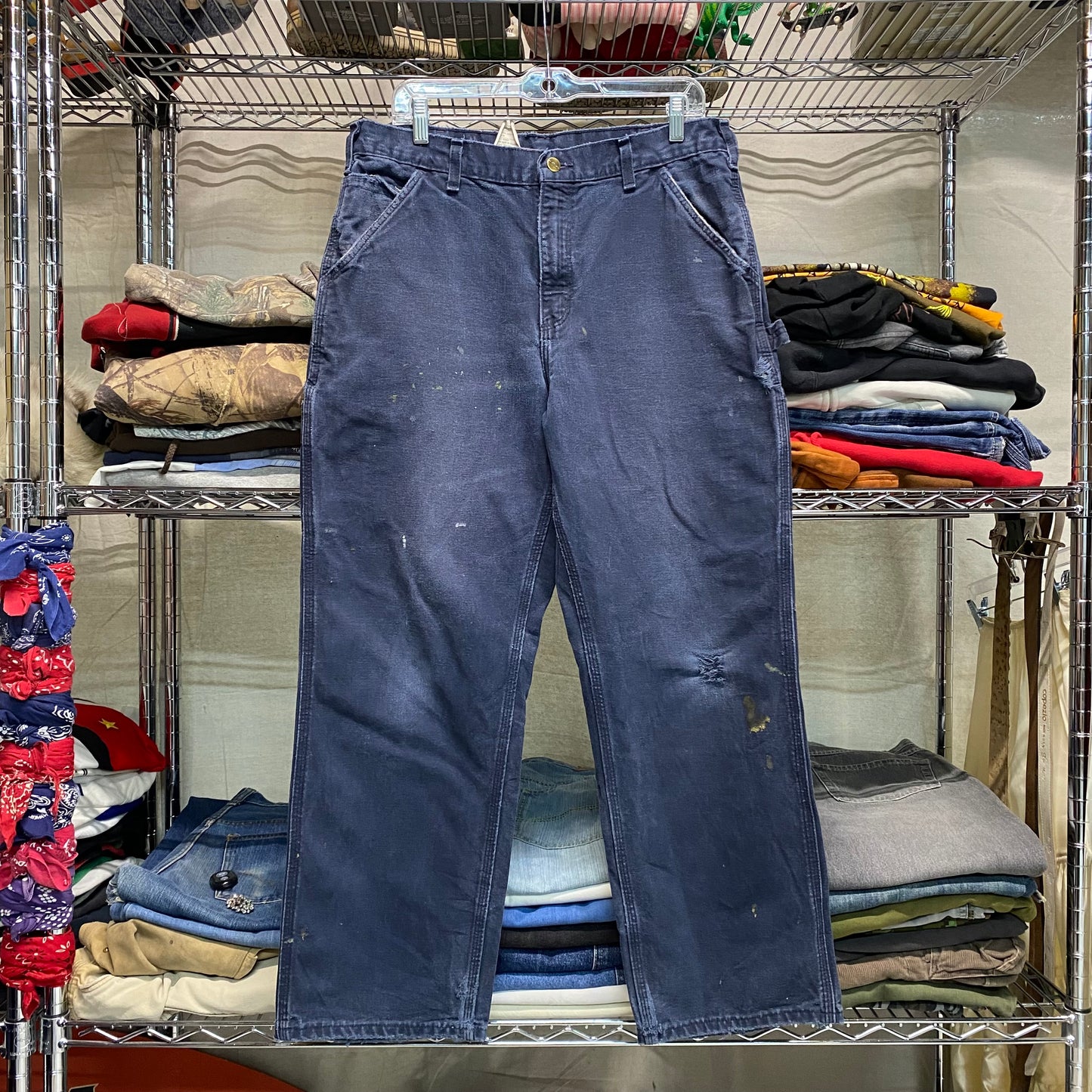 Distressed carhartt loose fit carpenter pants