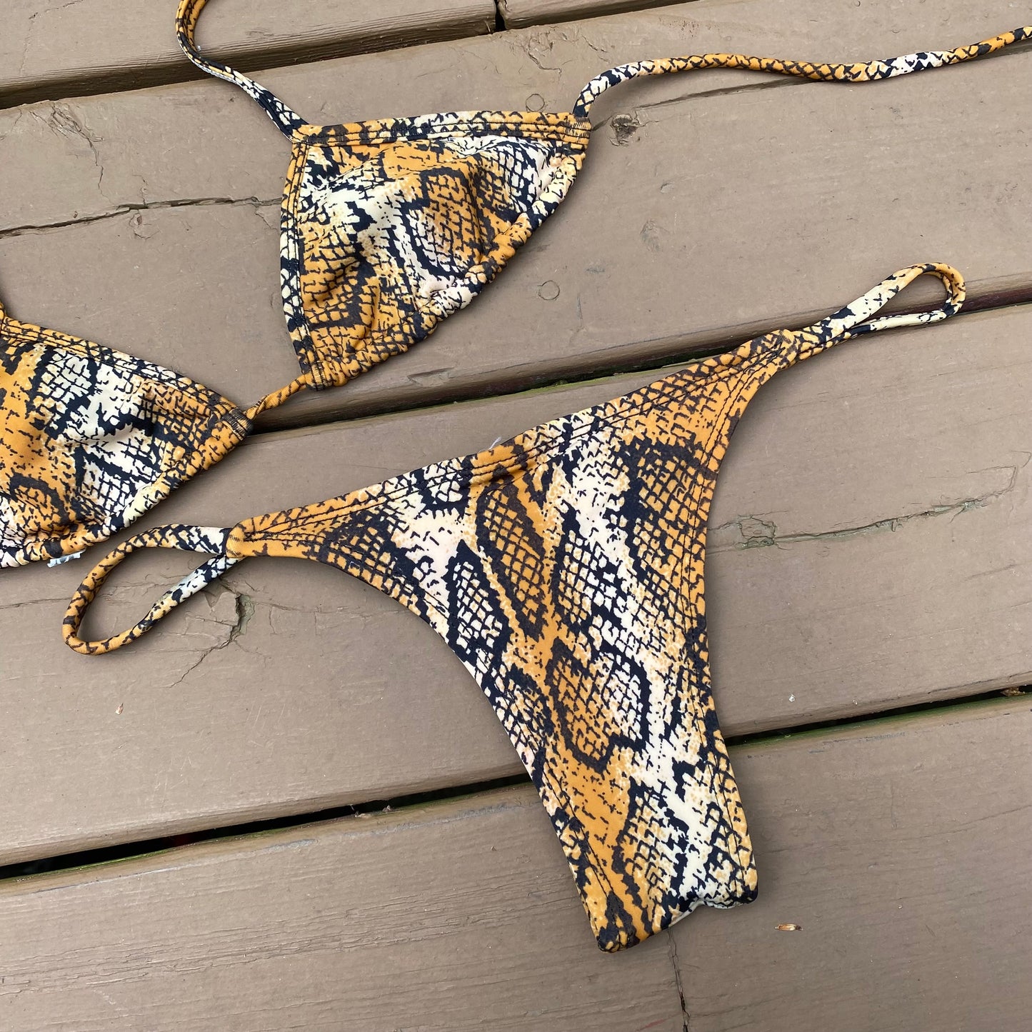 Deadstock 1980s snakeskin cheeky bikini