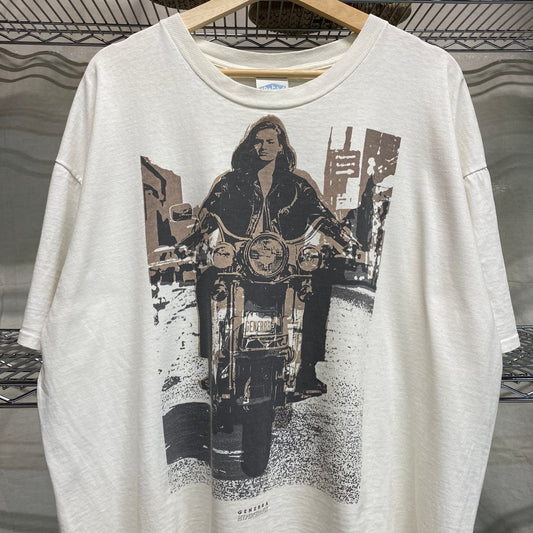 1990s biker chick print tee