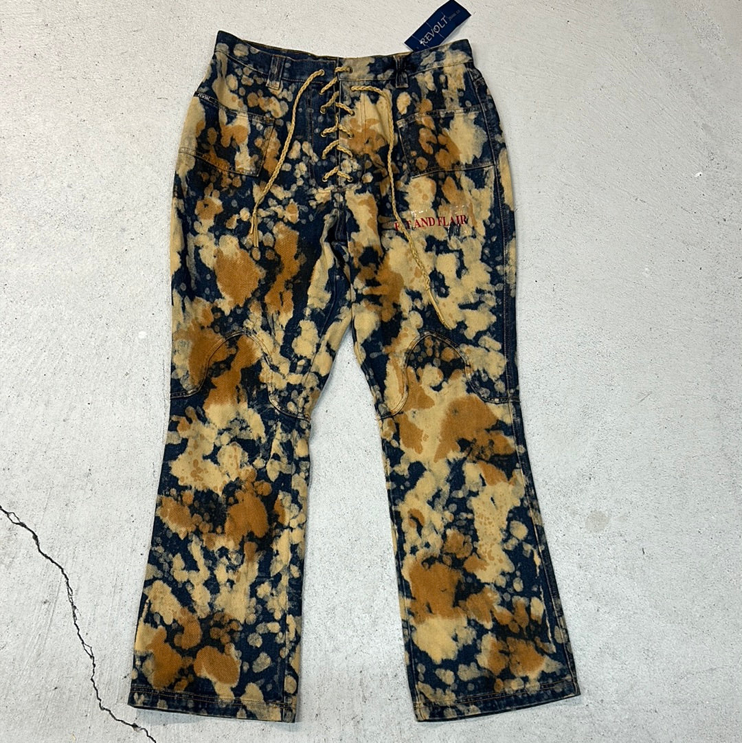 Deadstock 90s revolt bleach dye flares