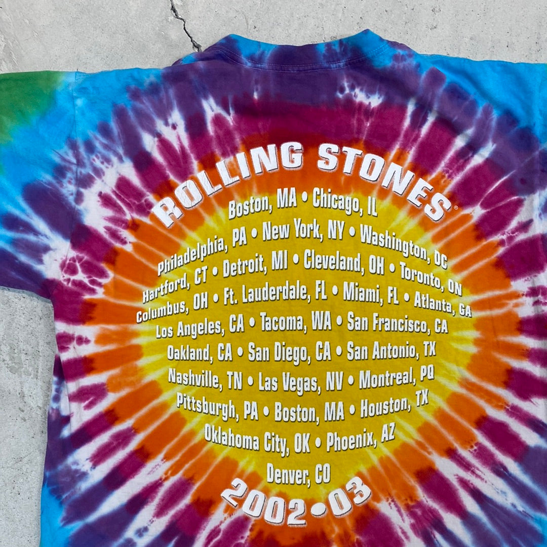 2002 rolling stones tie dye tour tshirt